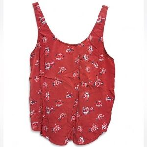 Pink Floral Sleeveless Top with Zipper Back